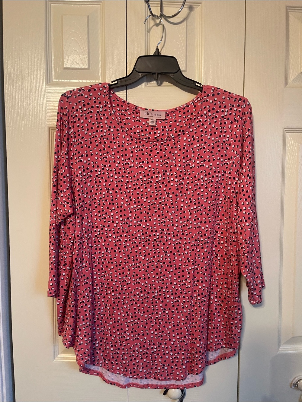 Philosophy Coral Pink Animal Print Long Sleeve Top